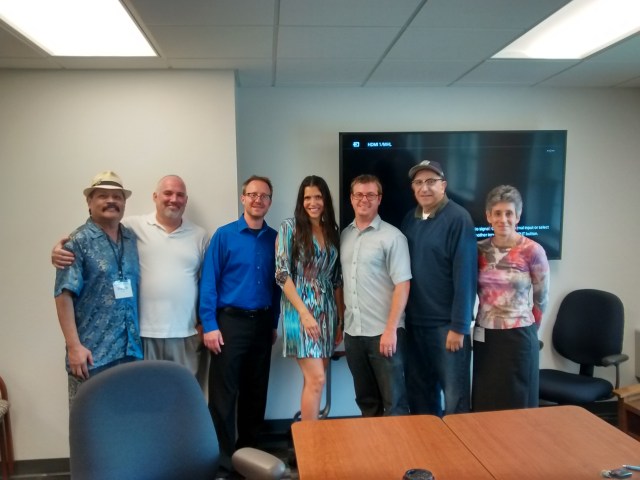 left to right: Vince Gotera, Ron Sandvik, Luke Pingel, Claire DeBerg, Marc Dickinson, Grant Tracey, Anne Myles